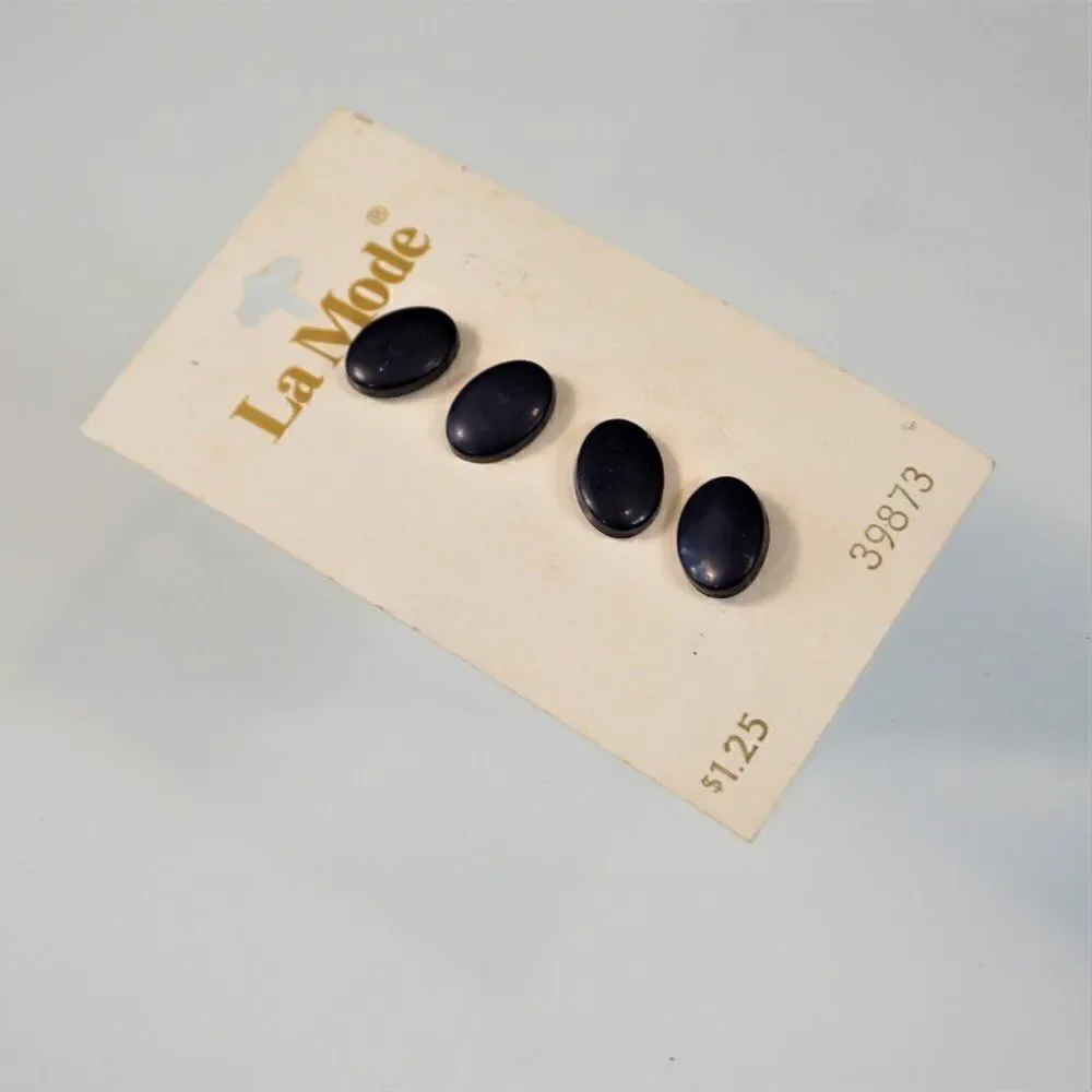 Vintage La Mode Buttons Navy Blue New On Card  8 Total